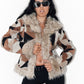 Vintage Patchwork Real Leather Faux fur Trim Jacket