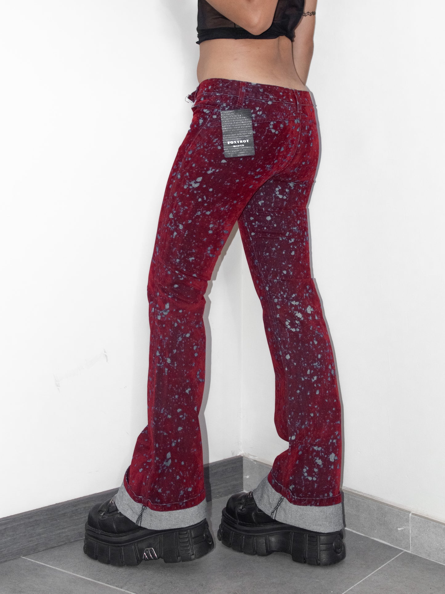 Vintage Y2k Vampire Goth Velvet Denim Low Waist Flare Bottoms Jeans -  Size XS