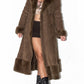 Vintage Brown Double Breasted Fur Trim Coat