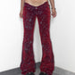 Vintage Y2k Vampire Goth Velvet Denim Low Waist Flare Bottoms Jeans -  Size XS