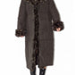 Vintage Dark Brown Long Fur Trim Coat