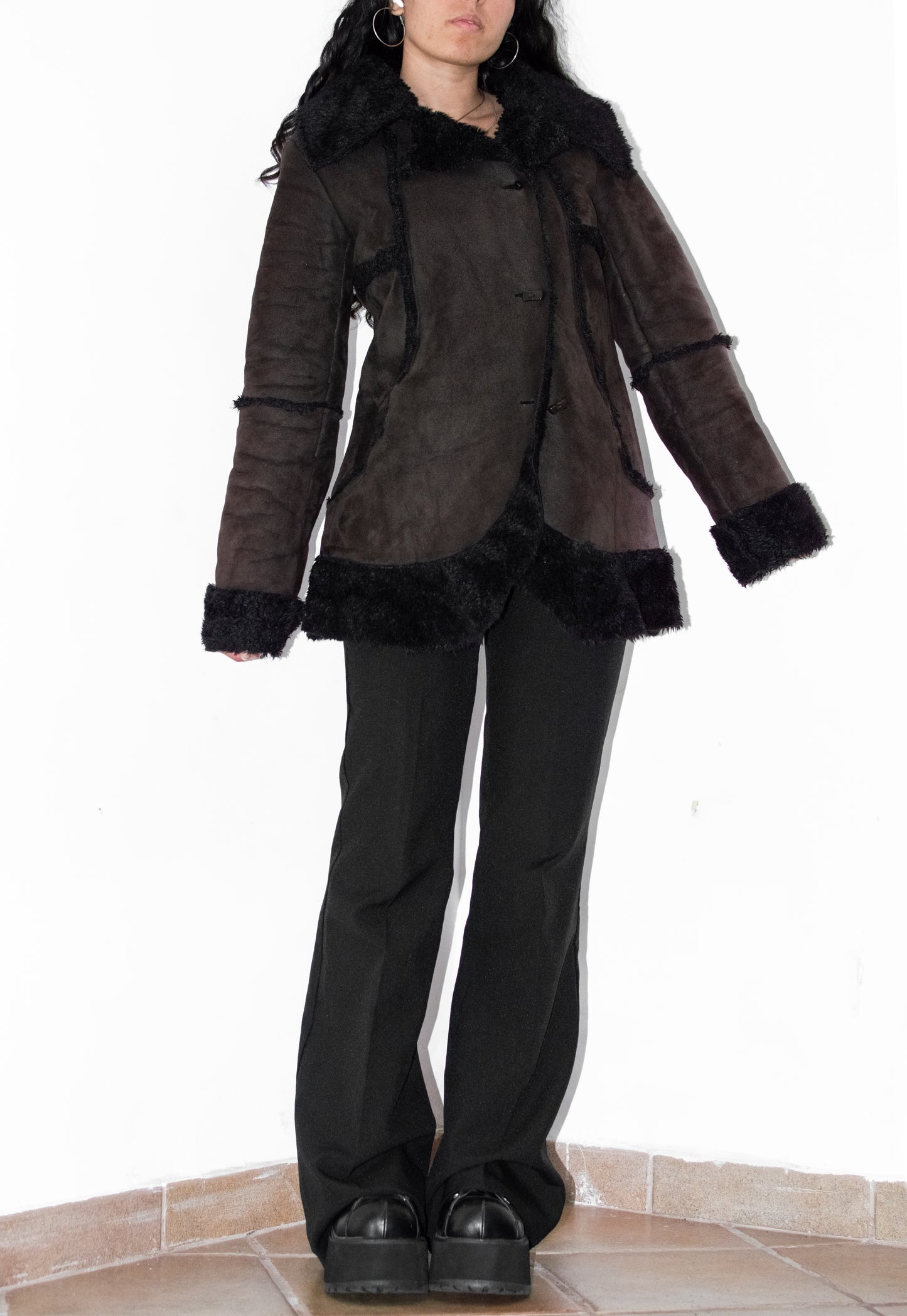 Y2k Vintage Short Shearling Faux Fur Jacket