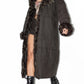 Vintage Dark Brown Long Fur Trim Coat