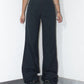 Vintage 90s Chanel Wide Leg Flared Navy Blue Wool Trousers - Size XL