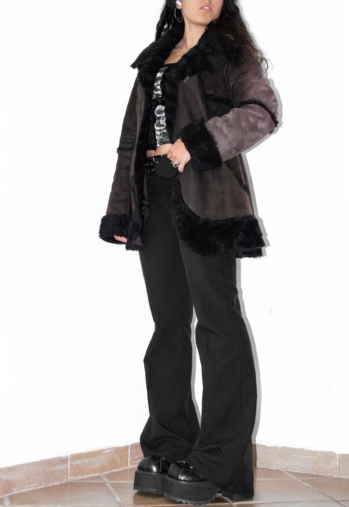 Y2k Vintage Short Shearling Faux Fur Jacket