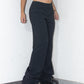 Vintage 90s Chanel Wide Leg Flared Navy Blue Wool Trousers - Size XL