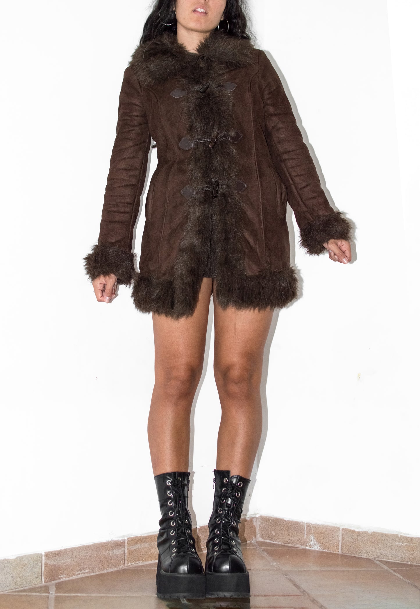 Y2k Short Penny Lane Coat in Brown