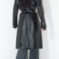 Vintage 90s Long Real Leather Trench Coat with Belt - Size L