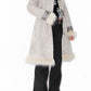 Y2k Beige Embroidery Faux Suede Penny Lane Coat