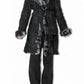 Vintage Black Genuine Leather Patchwork Fur Trim Coat