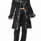 Vintage Black Genuine Leather Patchwork Fur Trim Coat