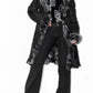 Vintage Black Genuine Leather Patchwork Fur Trim Coat