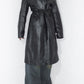 Vintage 90s Long Real Leather Trench Coat with Belt - Size L