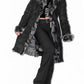 Vintage Black Genuine Leather Patchwork Fur Trim Coat