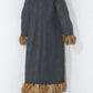 Vintage Y2k Super Fluffy Denim Full Length Bratz Faux Fur Trim Winter Coat - Size S