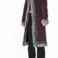 Vintage Burgundy Faux Fur Hooded Afghan Coat