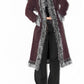 Vintage Burgundy Faux Fur Hooded Afghan Coat