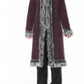 Vintage Burgundy Faux Fur Hooded Afghan Coat