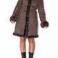 Vintage Embroidery Brown Fur Trimmed Coat