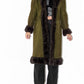 Vintage 90s Handmade Khaki and Brown Faux Fur Trim Afghan Coat