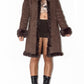 Vintage Embroidery Brown Fur Trimmed Coat