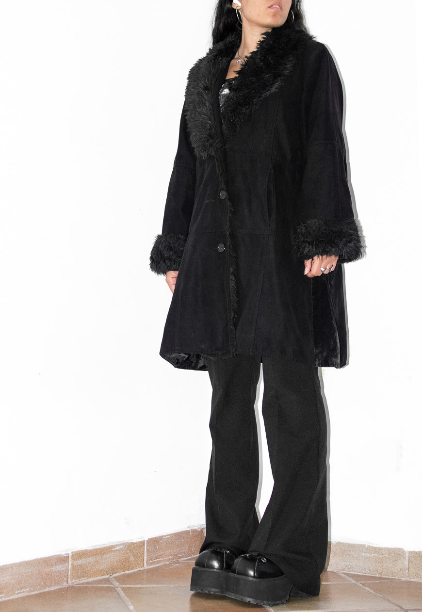 Vintage Black Faux Fur Trim Penny Lane Jacket