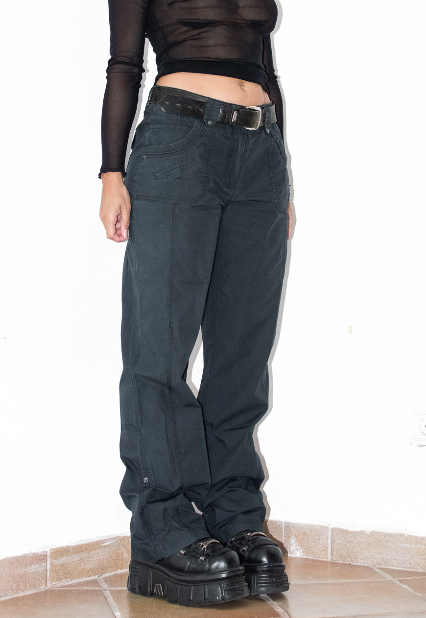 Vintage Navy blue Cargo Pants Wide Leg