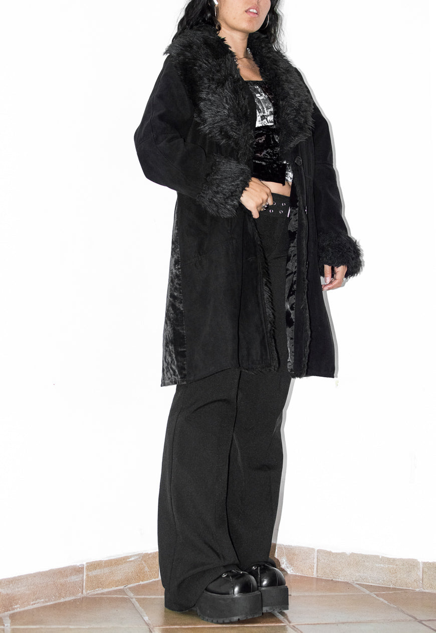 Vintage Black Faux Fur Trim Penny Lane Jacket