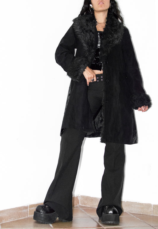 Vintage Black Faux Fur Trim Penny Lane Jacket