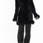 Vintage Suede Leather and Mongolian Faux Fur Trim Black Afghan Coat