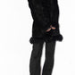 Vintage Suede Leather and Mongolian Faux Fur Trim Black Afghan Coat