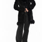 Vintage Suede Leather and Mongolian Faux Fur Trim Black Afghan Coat