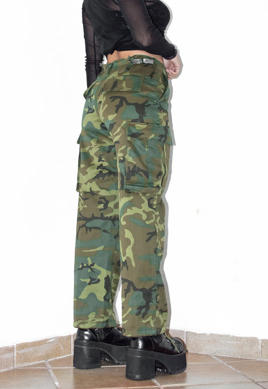 Vintage Y2K Military Straight Leg Pants with Adjustable Waist