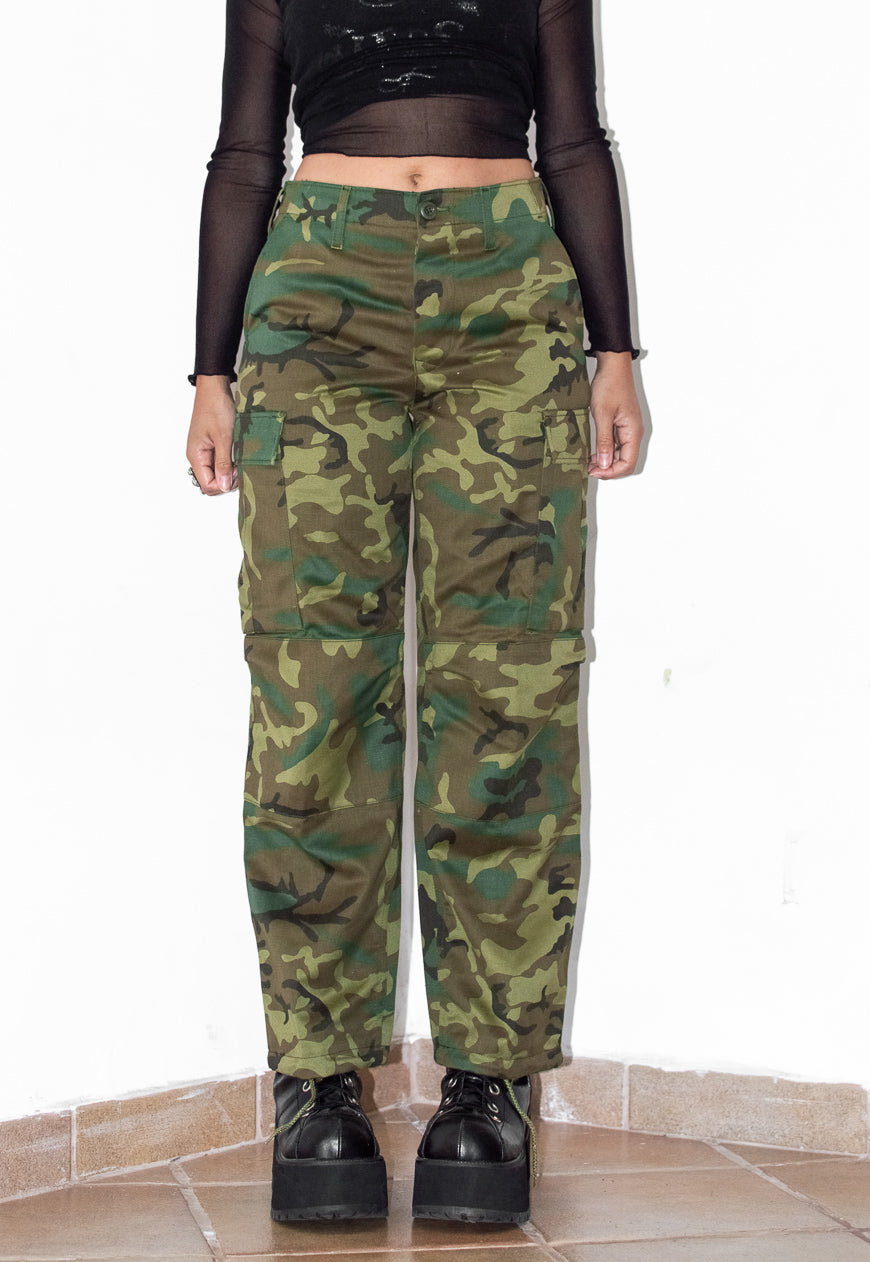 Vintage Y2K Military Straight Leg Pants with Adjustable Waist