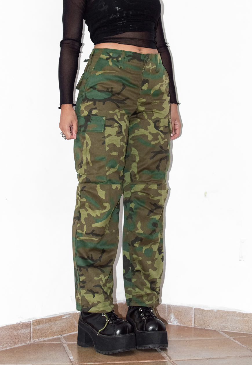 Vintage Y2K Military Straight Leg Pants with Adjustable Waist