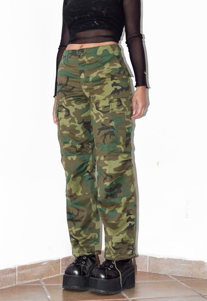 Vintage Y2K Military Straight Leg Pants with Adjustable Waist