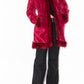 Vintage Y2k Vampy Goth Short Red Faux Fur Trim Afghan Coat