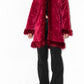 Vintage Y2k Vampy Goth Short Red Faux Fur Trim Afghan Coat