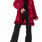 Vintage Y2k Vampy Goth Short Red Faux Fur Trim Afghan Coat