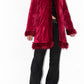 Vintage Y2k Vampy Goth Short Red Faux Fur Trim Afghan Coat