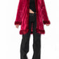 Vintage Y2k Vampy Goth Short Red Faux Fur Trim Afghan Coat