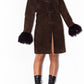 Vintage 90s Pig Leather and Sheep Fur Mocha Coat