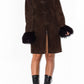 Vintage 90s Pig Leather and Sheep Fur Mocha Coat