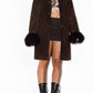 Vintage 90s Pig Leather and Sheep Fur Mocha Coat