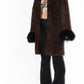 Vintage 90s Pig Leather and Sheep Fur Mocha Coat