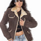 Vintage Brown Pig Leather Short Faux Fur Lined Jacket