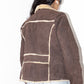 Vintage Brown Pig Leather Short Faux Fur Lined Jacket