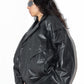 Vintage Oversize Faux Leather Blouson Bomber Black Jacket