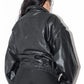 Vintage Oversize Faux Leather Blouson Bomber Black Jacket