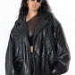 Vintage Oversize Faux Leather Blouson Bomber Black Jacket